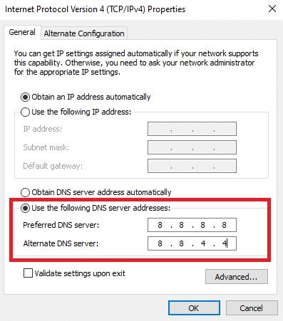 更改 DNS 地址。修復 Windows 10 中未指定的錯誤英雄聯盟