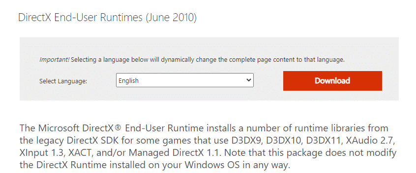 Reparar DirectX