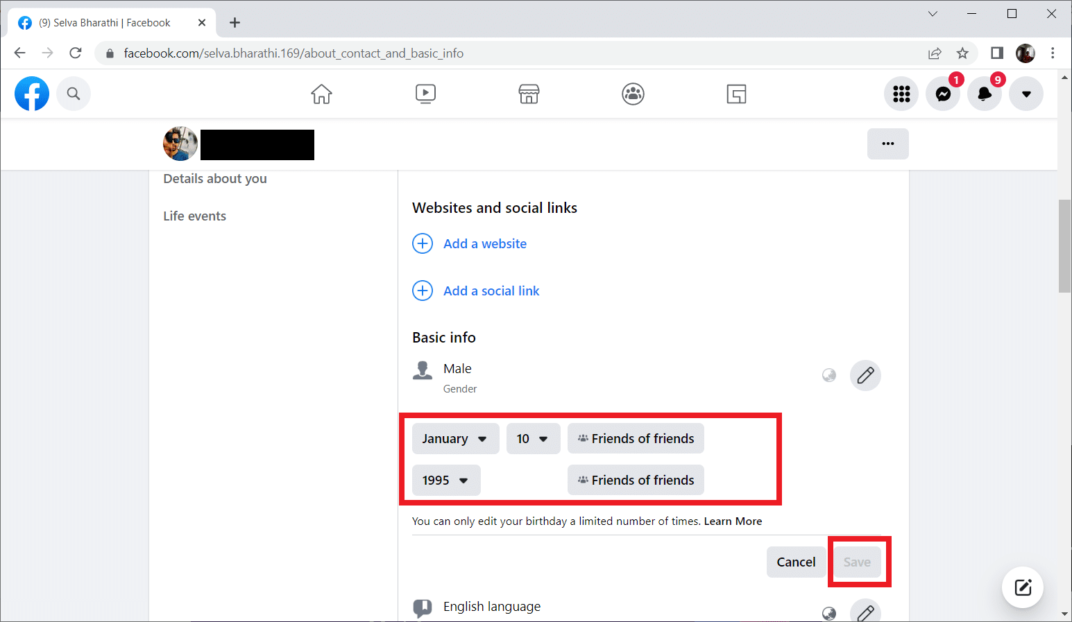 Altere a coluna necessária e clique em Salvar. Corrigir o Facebook Marketplace não está funcionando