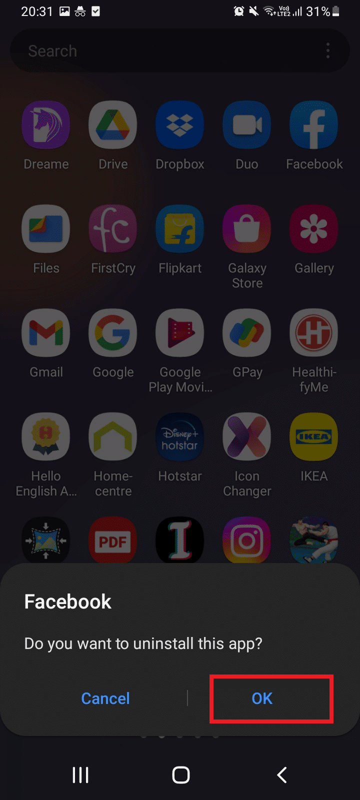 Toque em OK. Corrigir o Facebook Marketplace não está funcionando