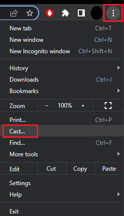 selectați opțiunea de difuzare în Google Chrome. Cum să proiectați din Kodi