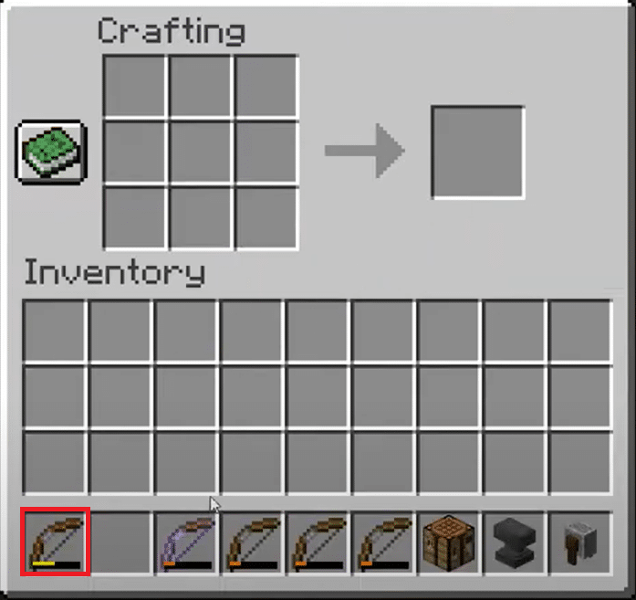 arraste e coloque o arco resultante no inventário. Como reparar um arco no Minecraft