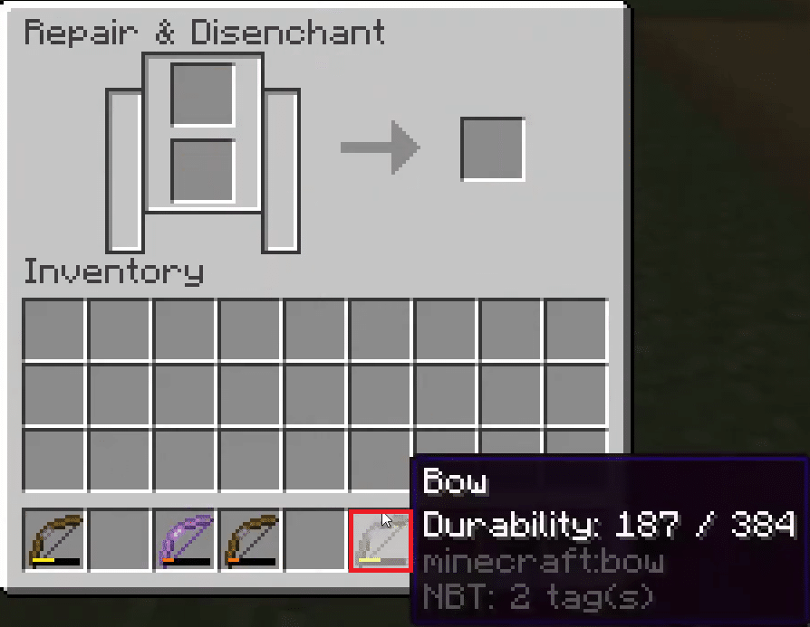 arraste e coloque o arco resultante no inventário. Como reparar um arco no Minecraft