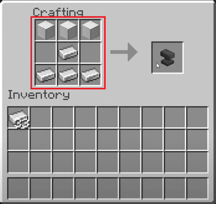 arraste e forme um padrão específico usando quatro lingotes de ferro e três quadrados de ferro. Como reparar um arco no Minecraft