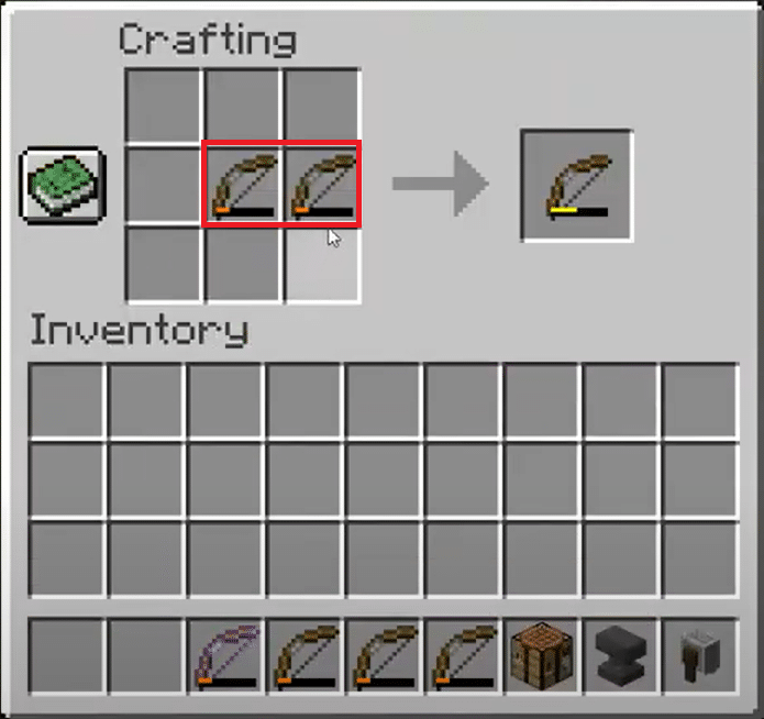 arraste e solte dois arcos normais na Craft Table
