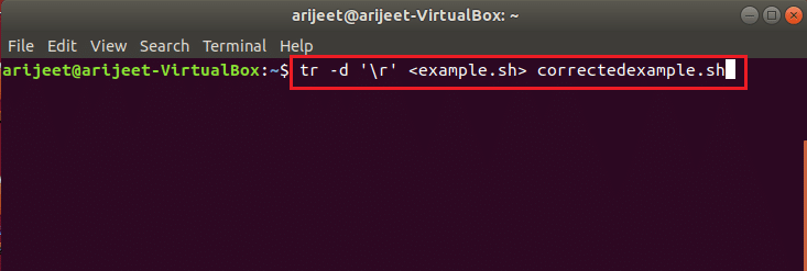 comando do console para remover a quebra de linha do Windows. Corrigir erro de sintaxe Bash próximo ao token inesperado