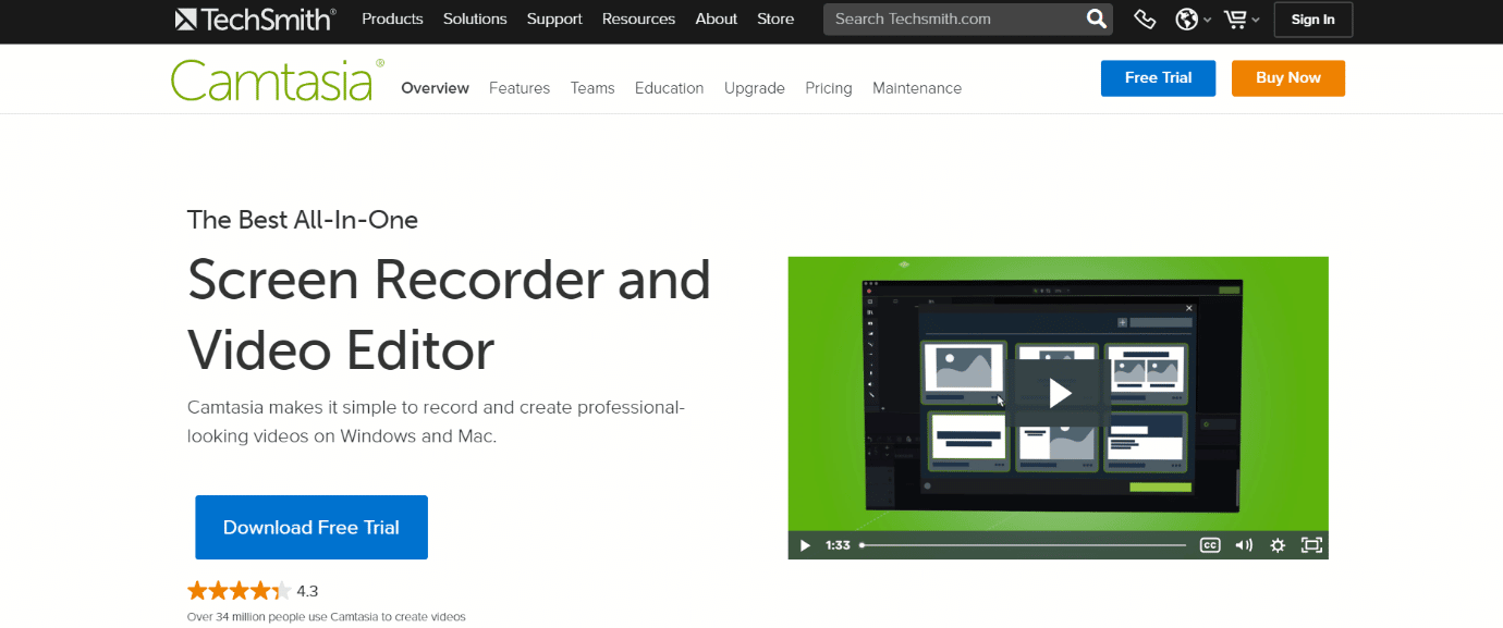 Techsmith Camtasia工作室。最佳後效替代品