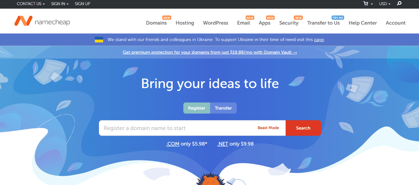 Generador de nombres comerciales de Namecheap
