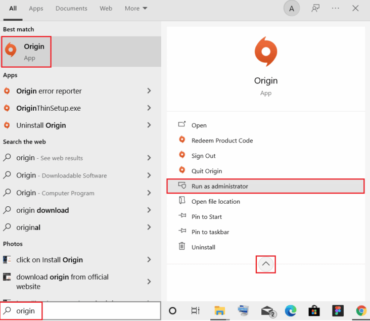 Rulați aplicația Origin Client ca administrator. Remediați mouse-ul Battlefront 2 care nu funcționează în Windows 10