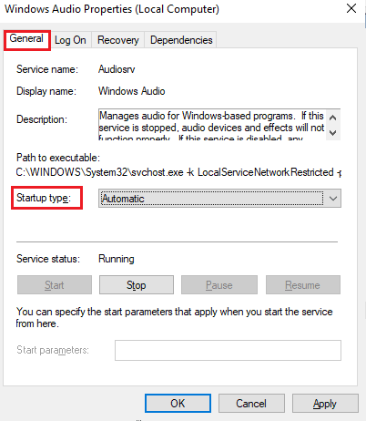 reporniți serviciul audio Windows