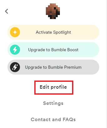 Clique em Editar perfil Como excluir prompts no Bumble