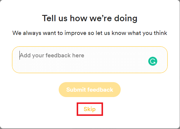 clique em Pular | Como excluir prompts no Bumble