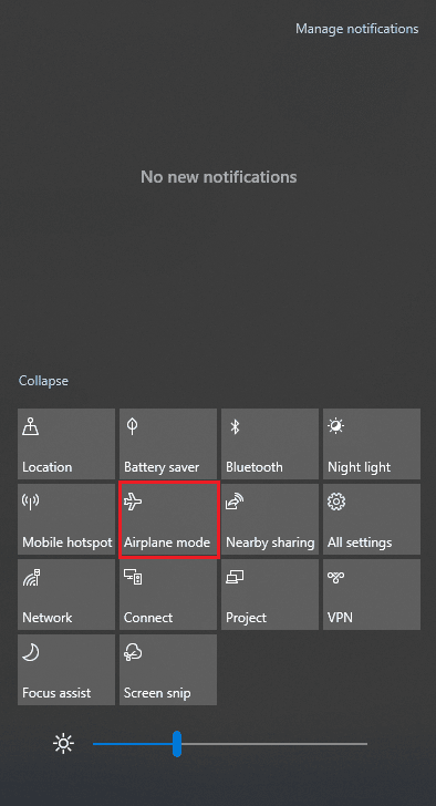機内モードをオフにする