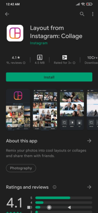 เค้าโครงจาก Instagram Collage แอพ Photo Collage ที่ดีที่สุดสำหรับ Android
