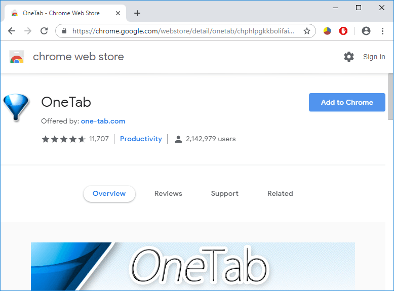 您需要在浏览器中添加“One Tab” chrome 扩展