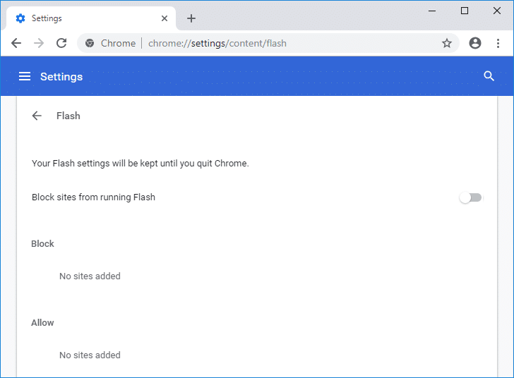 在 Chrome 上禁用 Adobe Flash Player