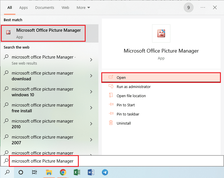 запустить приложение Microsoft Office Picture Manager | Загрузите диспетчер изображений Microsoft Office для Windows 10.