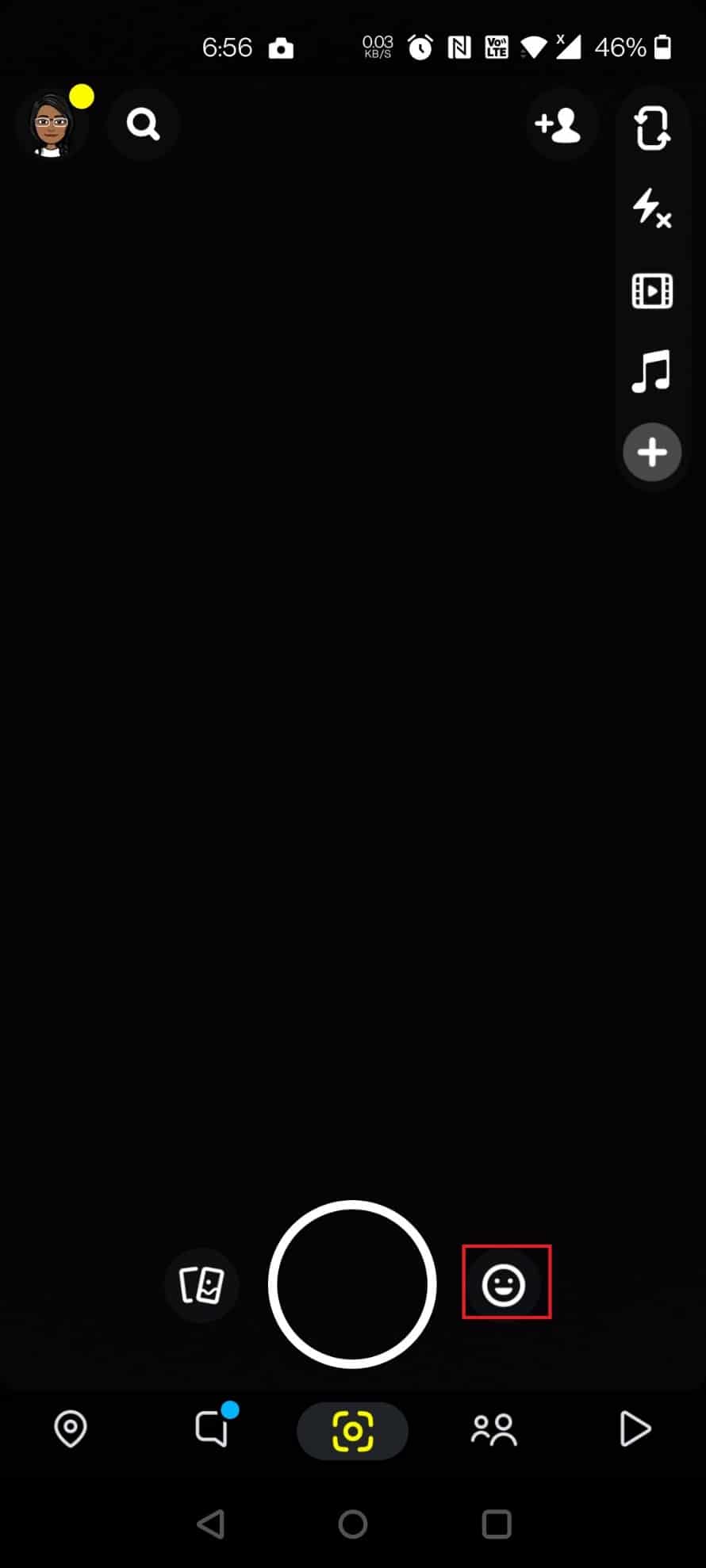 Appuyez sur l'icône du filtre Smiley Face