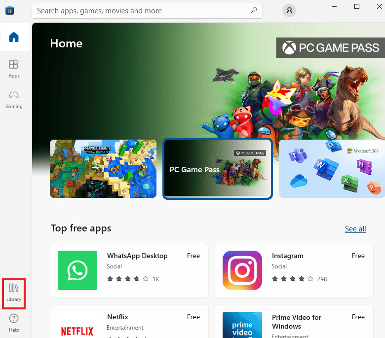[ライブラリ]オプションをクリックします。 SeaofThievesサービスが一時的に利用できない問題を修正するLavenderbeard