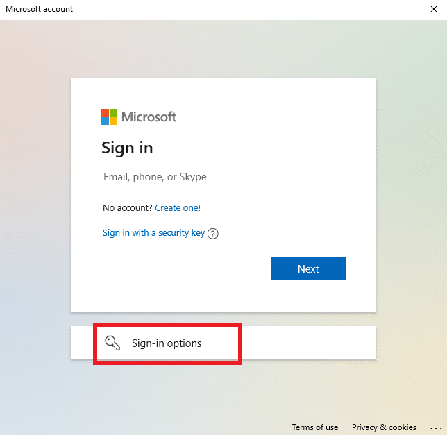 Haga clic en las opciones de inicio de sesión | Cómo encontrar la contraseña de administrador en Windows 10