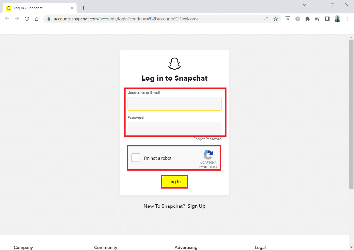 Wprowadź swoje dane logowania, zweryfikuj reCAPTCHA i kliknij przycisk Zaloguj się, aby zalogować się na swoje konto