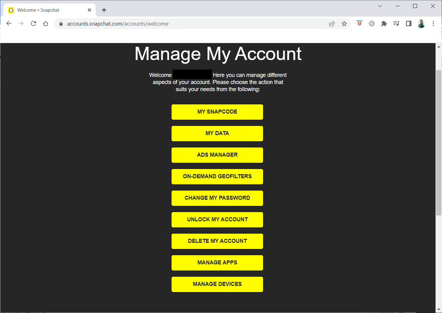 Wybierz opcję zarządzania kontem teraz w Chrome | Jak uzyskać tryb ciemny na Snapchacie bez wyglądu aplikacji?