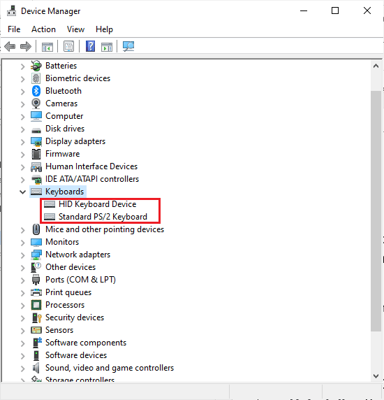 ดับเบิลคลิกที่ Keyboards เพื่อเรียกดูไดรเวอร์ วิธีปิดการใช้งานแป้นพิมพ์แล็ปท็อปใน Windows 10
