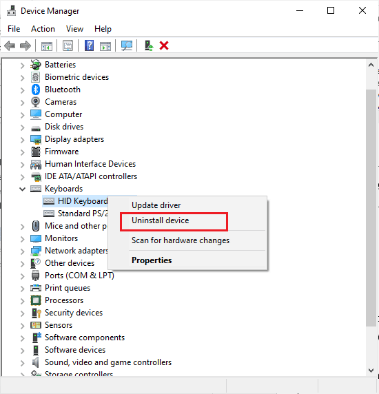 ถอนการติดตั้งอุปกรณ์ วิธีปิดการใช้งานแป้นพิมพ์แล็ปท็อปใน Windows 10