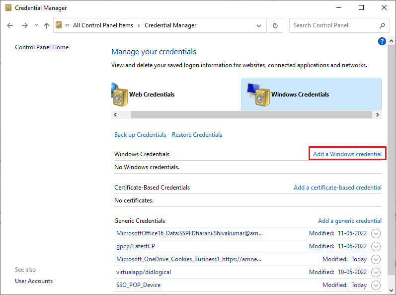 cliquez sur le lien Ajouter un identifiant Windows
