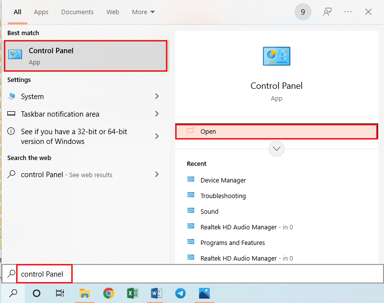 abra el Panel de control. Arreglar el conector de audio frontal que no funciona en Windows 10