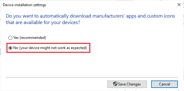 Haga clic en la opción No, es posible que su dispositivo no funcione como se esperaba. Arreglar el conector de audio frontal que no funciona en Windows 10