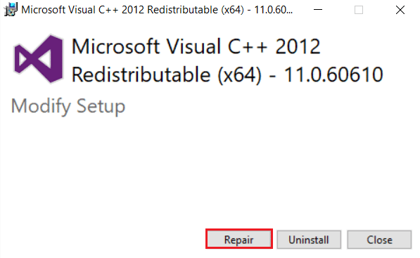 haga clic en el botón Reparar. Arreglar la superposición de NVIDIA que no funciona en Windows 10