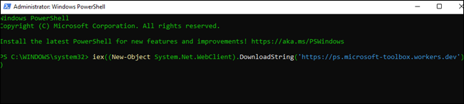 PowerShellにコードを入力します。