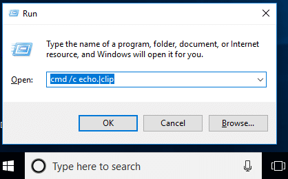 コマンドプロンプトを使用してクリップボードをクリアする