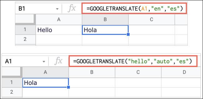 GOOGLETRANSLATE in Google Tabellen
