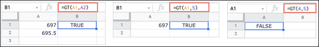 GRÖSSER-ALS-Funktion in Google Sheets