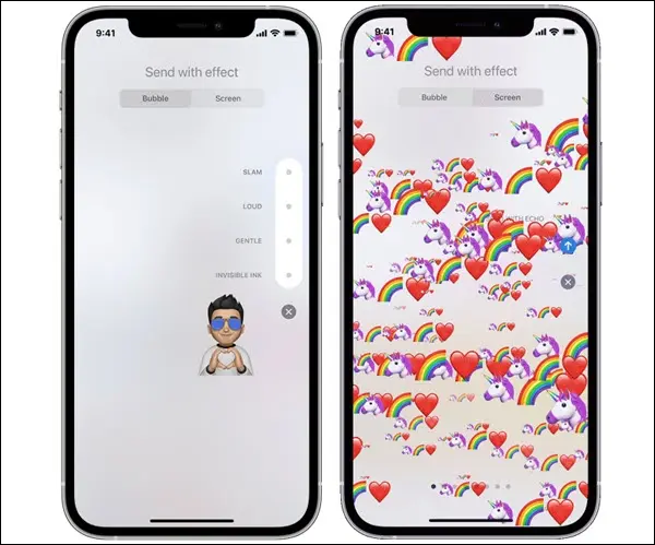 iMessageのテキスト効果。