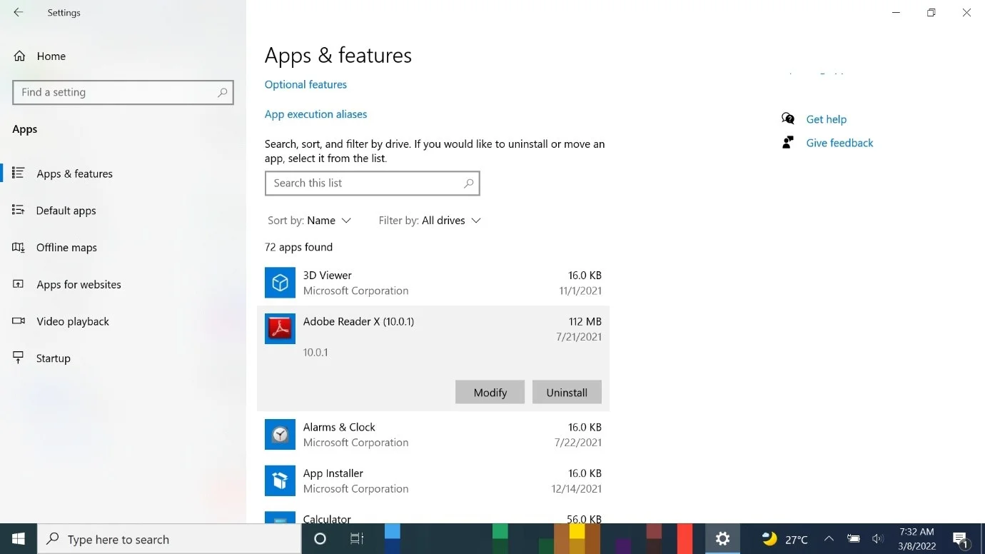 Sélectionnez le bouton Désinstaller et suivez les invites suivantes pour supprimer une application inutile