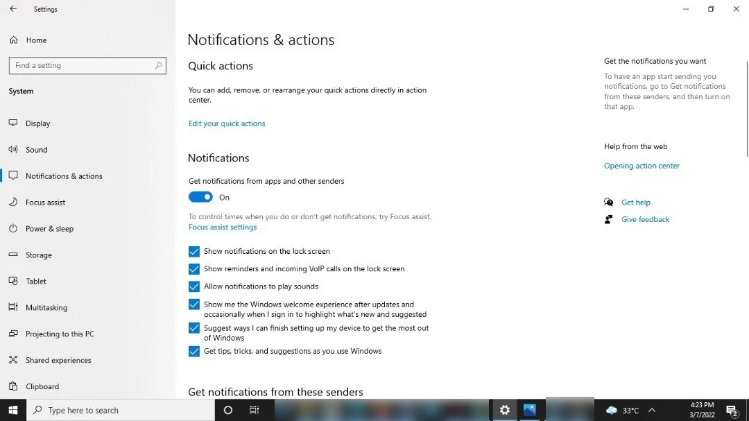 Désactiver les trucs et astuces de Windows