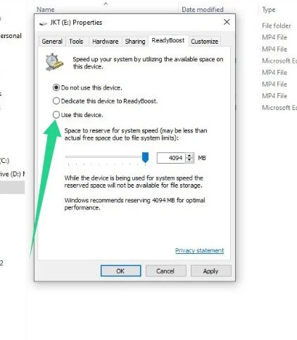 ReadyBoost peut être utilisé pour accélérer Windows 10