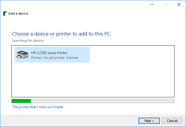 Windows 将自动检测打印机