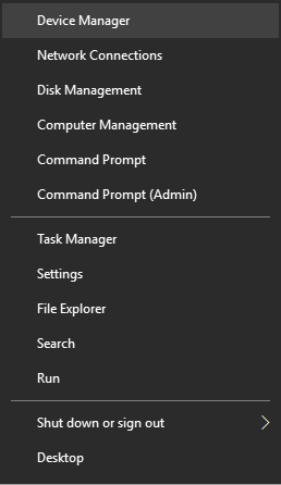 按 Windows 键 + X 然后选择设备管理器