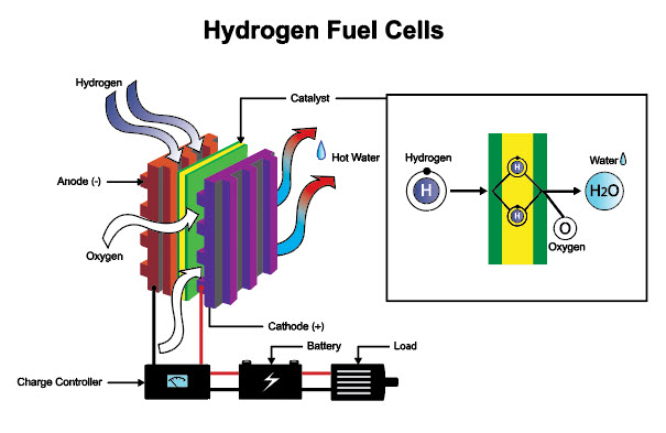 رسم تخطيطي لخلية وقود الهيدروجين في دورة الجودة عبر الإنترنت