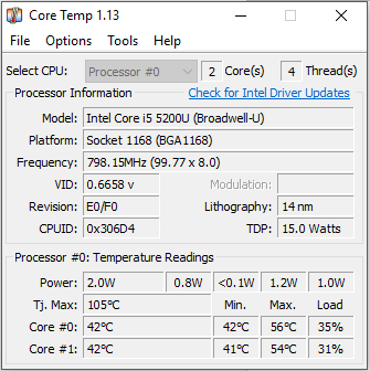 使用 Core Temp 检查 Windows 10 中的 CPU 温度