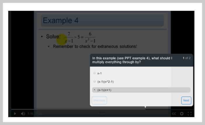 ตัวอย่างคำถามแบบทดสอบในวิดีโอ