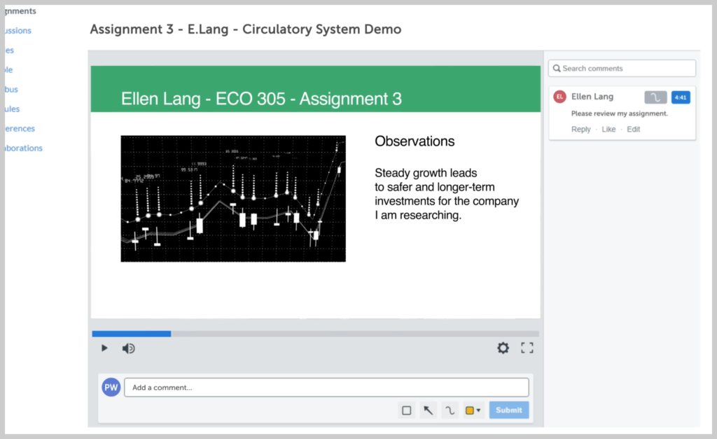 Ejemplo de video de un curso en línea que muestra una diapositiva con contenido.