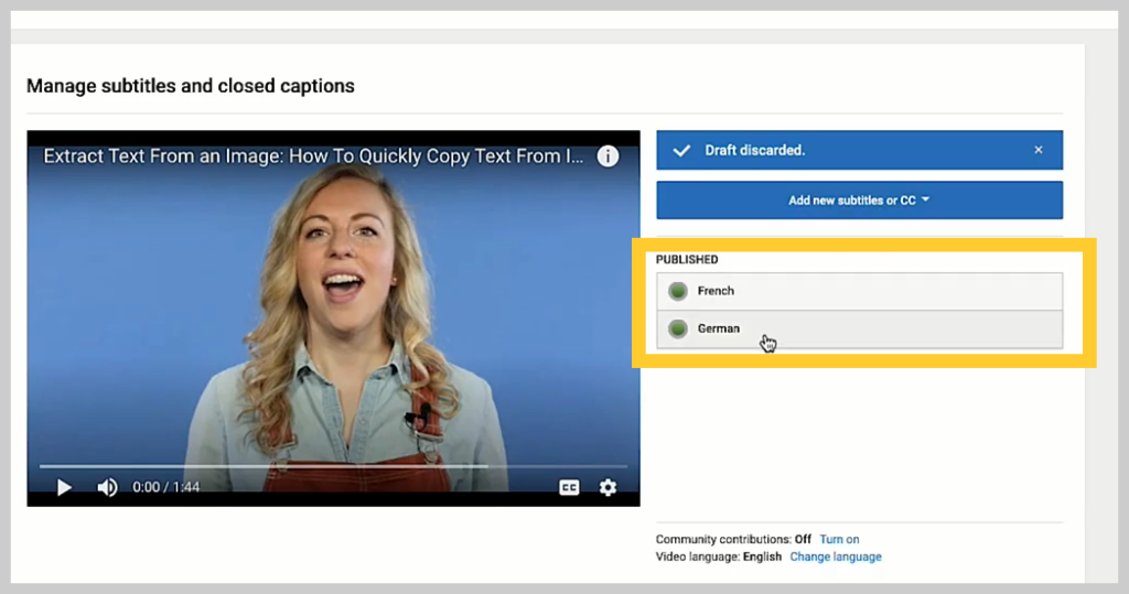 tangkapan layar cara menambahkan subtitle atau teks ke video di youtube langkah 1