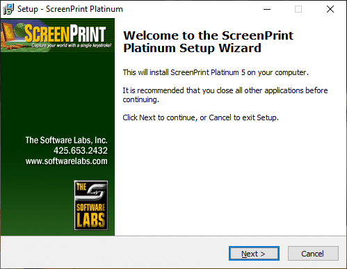 安装程序然后打开 ScreenPrint Platinum 程序 |修复打印屏幕在 Windows 10 中不起作用
