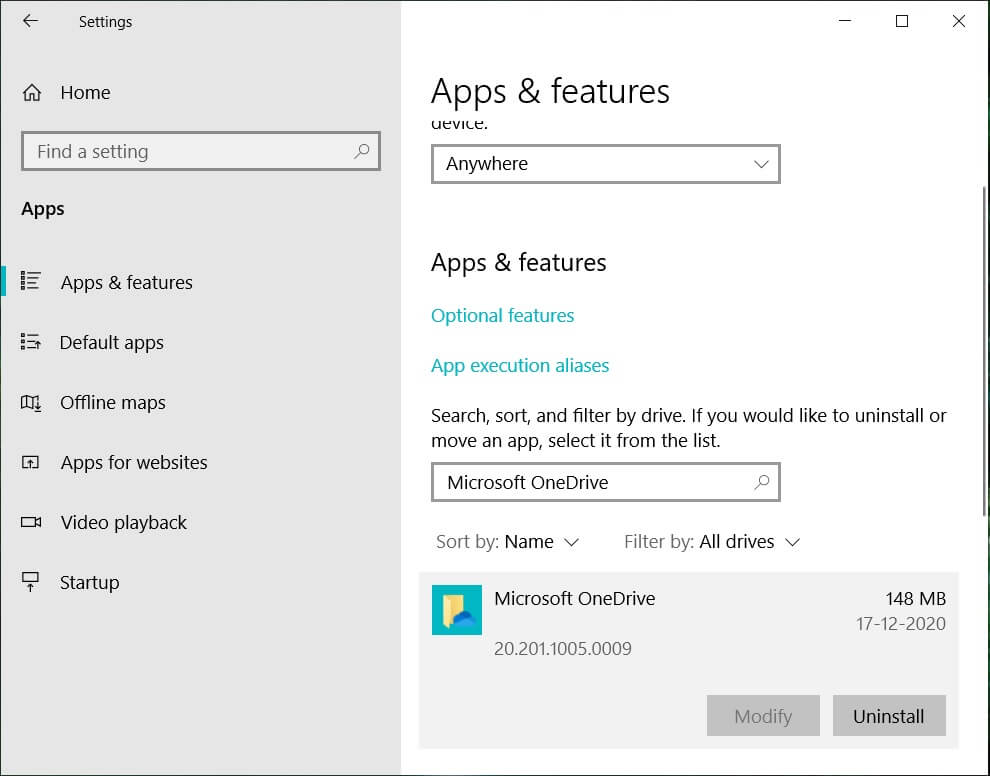 单击 Microsoft One Drive