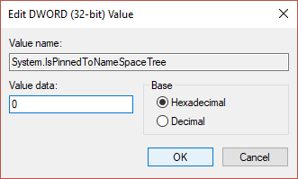将 System.IsPinnedToNameSpaceTree 的值更改为 0 |在 Windows 10 PC 上禁用 OneDrive